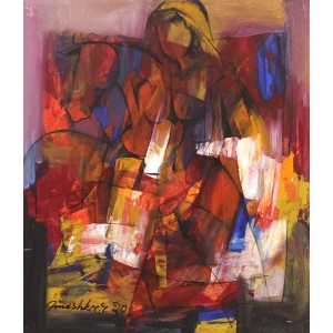 Mashkoor Raza, 36 x 30 Inch, Oil on Canvas, Figurative Painting, AC-MR-410